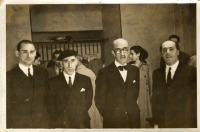 Francisco Escudero con sus colegas del Conservatorio de San Sebastián. De izquierda a derecha: Stres. Asiain, Iturralde, Ramón Usandizaga y Escudero